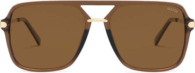 SOJOS Sunglasses for Women & Men, Square, Retro, Polarized Lens, Trendy Aviator, 90s Shades