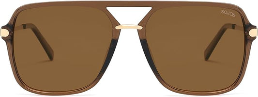 SOJOS Sunglasses for Women & Men, Square, Retro, Polarized Lens, Trendy Aviator, 90s Shades
