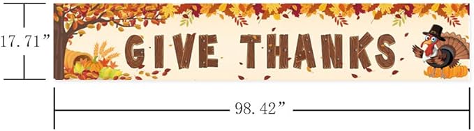 Happy Fall Banner Decorations - Give Thanks Thanksgiving Day Autumn Outdoor Indoor Party Decor Supplies