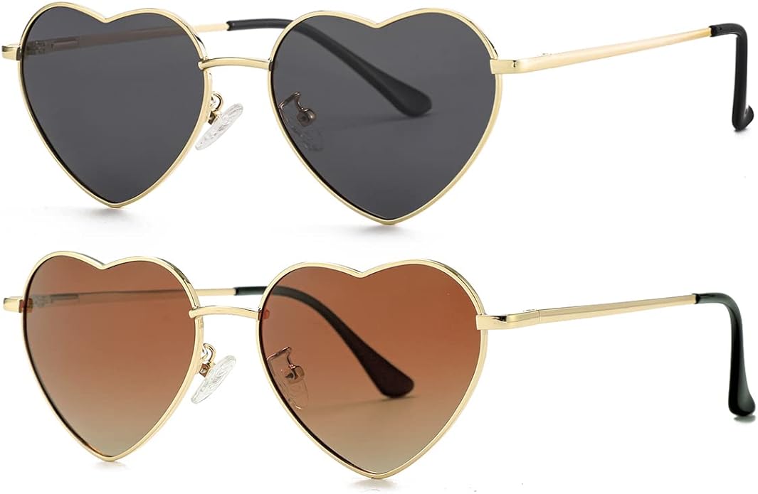 JOVAKIT Polarized Heart Sunglasses for Women Fashion Lovely Style Metal Frame UV400 Protection Lens