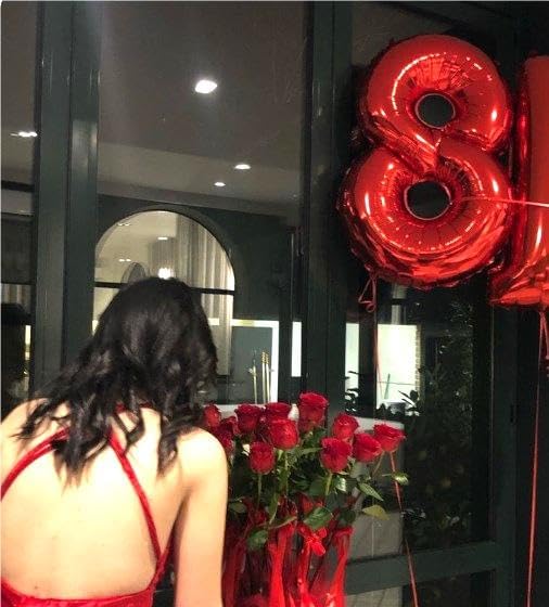 Red Foil Number 8 Balloon 40 Inch, Helium Mylar Eight Number 8 18 28 38 48 58 80 88 Birthday Balloons, 8th Red Women Men Wedding Anniversary, Graduations Party Supplies