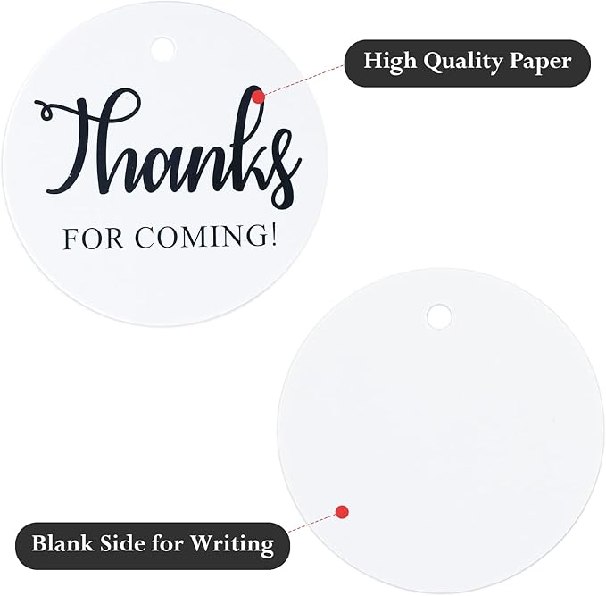 G2PLUS Thank You Tags, 100PCS Thank You for Coming Tags, 2 in Round White Paper Gift Tag with String for Gift Wrapping, DIY Arts & Crafts, Wedding Party Favors