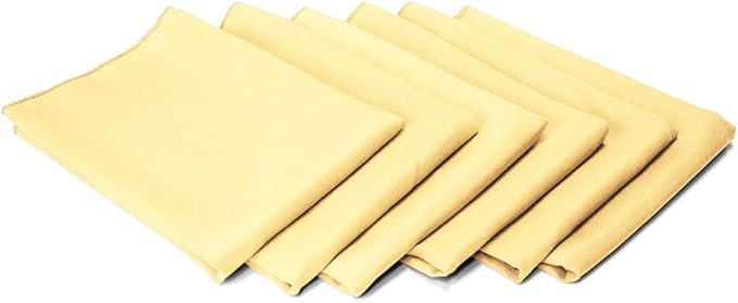 TableLinensforLess 17x17 Inch Polyester Cloth Napkins, Set of 6 (Butter Yellow)