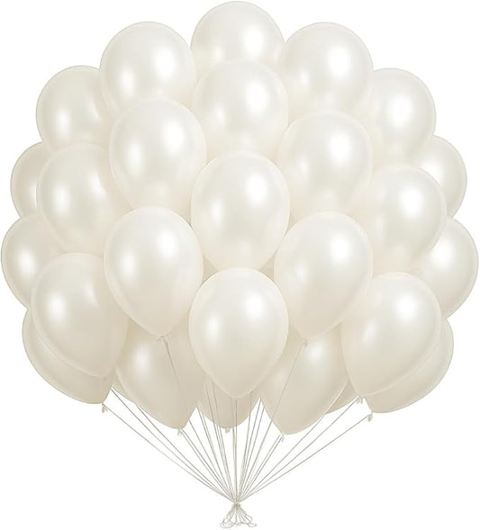 Pearl White Balloons 100 Pack, 12 Inch Latex Helium Pearl White Balloons Garland for Elegant Birthday Wedding Baby Shower Graduation Arch Party Decorations
