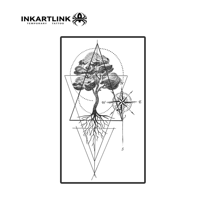 INKARTLINK Semi Permanent Tattoos,Temporary Tattoos, Adult Art Designs, Party Favors, Waterproof, Realistic, No Adhesive, No Reflective, Lasts 1-2 Weeks,Large (Tree of Life)