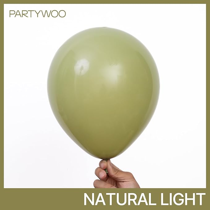 PartyWoo Sage Green Balloons 85pcs Different Sizes of 18 12 10 5 Inch Olive Boho Green Latex Balloon Arch Kit for Wedding Birthday Dinosaur Jungle Golf Football Theme Party Decorations Green-F11
