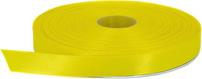 Yellow Satin Ribbon, 1/2 Inch x 50 Yards, Double Face Solid Color, Thick and Durable Roll for Gift Wrapping, Crafts, Hair and Multiple Decorations - 100% Polyester