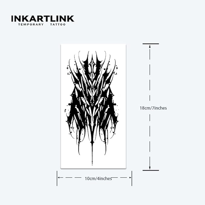 INKARTLINK Tattoo Tech,2 Sheets Extra-Large Semi Permanent Tattoo,Adult Art Design Temporary Tattoos, Lasts 1-2 Weeks, Waterproof, Realistic look, No Adhesive, No reflection (INK Demon Design?