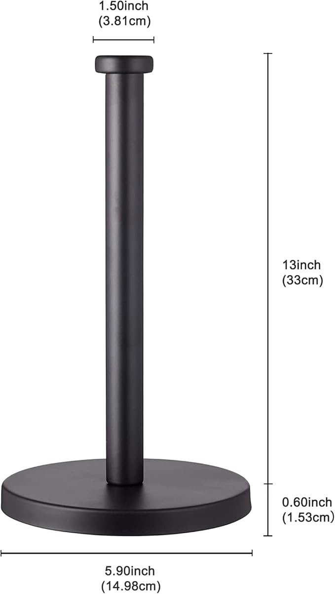 Paper Towel Holder, Black, Stainless Steel, Countertop, Kitchen, Bathroom