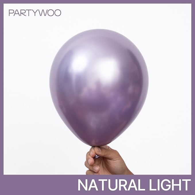 PartyWoo Metallic Purple Balloons 50pcs 12 Inch Chrome purple Balloons for Graduation Baby Shower Bridal Shower Wedding Bachelorette Engagement Girl Butterfly Birthday Party Decorations Purple-G130