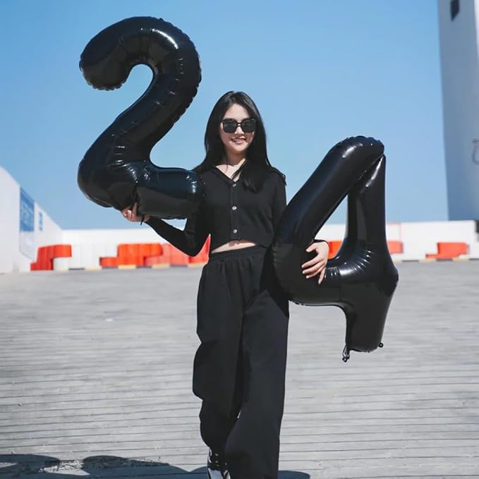 40 inch Black 4 Number Balloon Giant Foil Helium Balloons Black Large Digital Balloon 4 Number 4 Balloons for 4th Birthday Party Decorations Anniversary Events Decoration Supplies