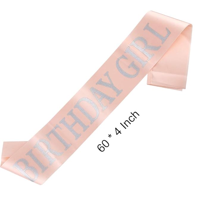 AOPRIE Birthday Girl Crown for Women with Sash Silver Happy Birthday Tiara for Women Headband Princess Crown Rhinestone Accessories