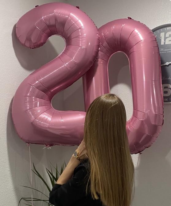 40 Inch Big Pearlescent Pink Number 2 Balloon Birthday Decoration, Number 2 Helium Balloon 12 20 22 23 24 26 28 32 42 Celebration, Boy Girl Baby Anniversary Party Graduations Supplies Decorations