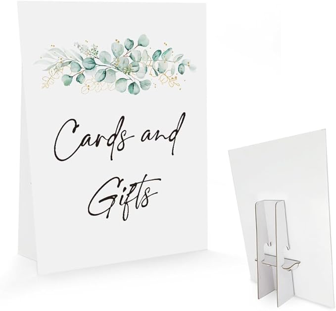 Baby Shower/Bridal Shower/Wedding Decoration Sign- Card And Gift, Baby Shower Decorations, Eucalyptus Sign for Baby Shower, Greenery Gold Baby Shower Sign(8 x 11 inch) BSS15