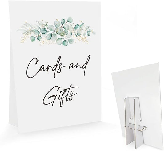Baby Shower/Bridal Shower/Wedding Decoration Sign- Card And Gift, Baby Shower Decorations, Eucalyptus Sign for Baby Shower, Greenery Gold Baby Shower Sign(8 x 11 inch) BSS15