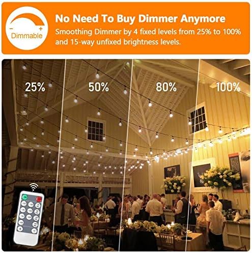 Lakumu 2-Pack 3 Color Dimmable LED Outdoor String Lights for Patio with Remotes, 96FT Waterproof Hanging Lights with Shatterproof Edison Bulbs for Bistro Backyard-Warm White/Neutral White/Daylight