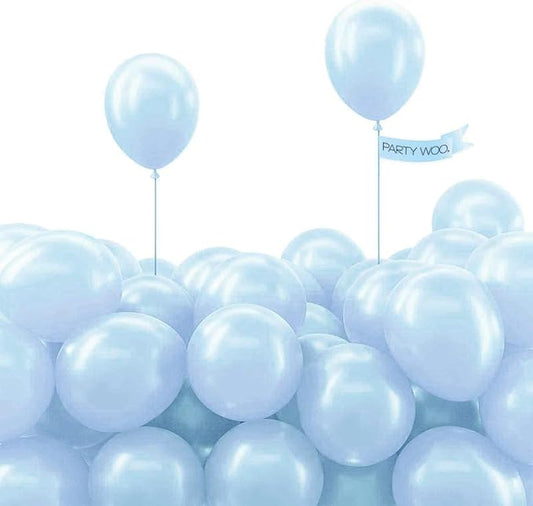 PartyWoo Pearl Light Blue Balloons 100 pcs 5 Inch Baby Pastel Blue Balloons for Graduation Baby Shower Gender Reveal Weddings Anniversary Under The Sea Theme Birthday Party Decorations Blue-Z02