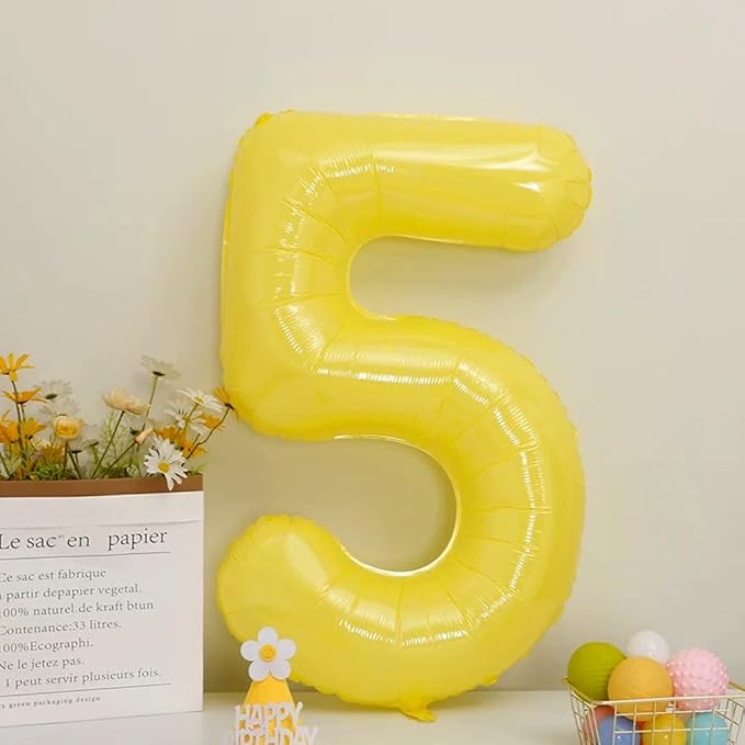 40 inch Yellow Number Balloon Giant Foil Helium Balloons Number 5 Balloon for 5th Birthday Party Decorations