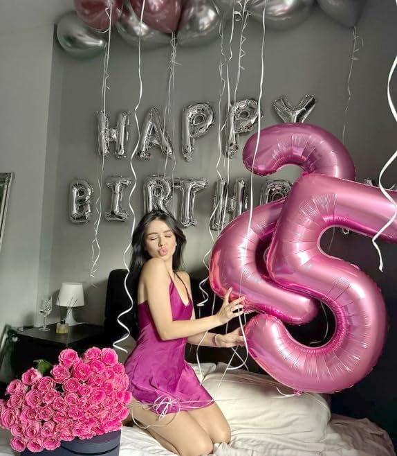 Pink 0 Number Balloon 40 Inch, 0 Decorations for 10 20 30 40 50 60 70 80 90 100Birthday, Foil Giant Birthday Graduations Anniversary Party Balloons