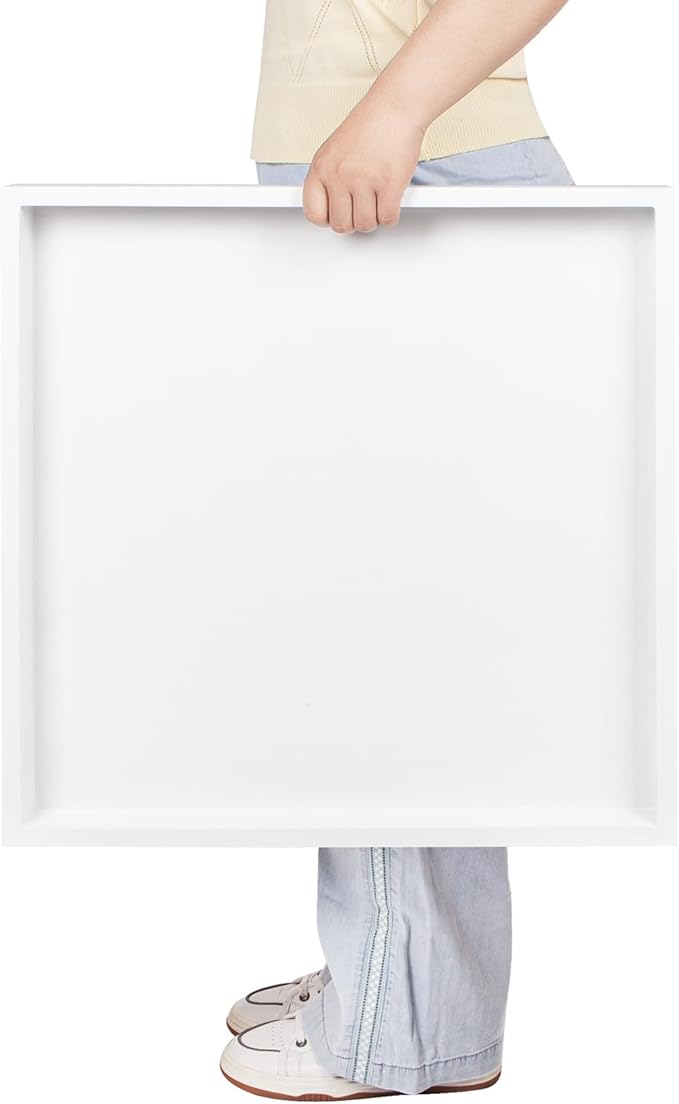 Ottoman Tray for Coffee Table Living Room Wood Serving Tray Large Wooden Square 20 Inches White