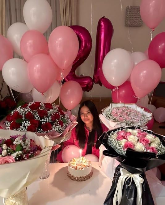 40 Inch Big Hot Pink Number 2 Balloon Birthday Decoration, Number 2 Helium Balloon 12 20 22 23 24 26 28 32 42 Celebration, Boy Girl Baby Anniversary Party Graduations Supplies Decorations