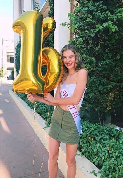 Gold 40 Inch Mylar Foil Number 6 Balloon, Birthday Digital Balloons for 6 16 Boy Girl Party Decorations Supplies, Big Helium Balloon Numbers for 26 36 46 60 Men Women Anniversary
