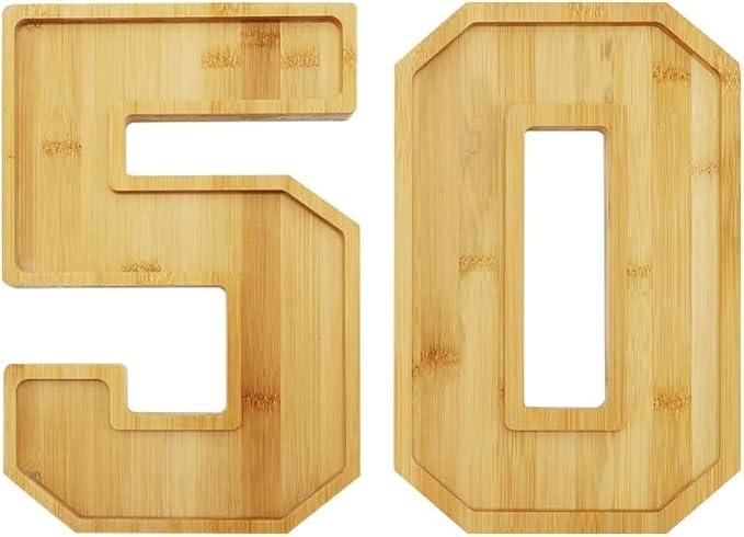15.8'' Bamboo Wooden Number Charcuterie Board Box, Fillable Number 5 Serving Tray, Wood Charcuterie Boards for Fruit Cheese Platter Vegetable Food Dish Plates, Anniversary Birthday Party Decoration