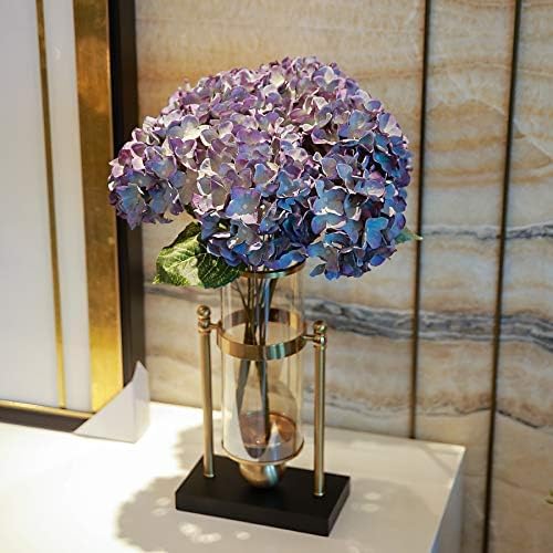 Kimura's Cabin 2Bouquets Fake Hydrangea Flowers Vintage Artificial Silk Hydrangeas Bouquets 10 Heads for Home Table Centerpieces Wedding Party Decoration (Bluish Violet, Pack of 2)