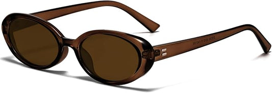 Retro Oval Sunglasses for Women Men Fashion Small Oval Sunglasses 90s Vintage Shades