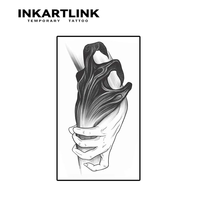 INKARTLINK Temporary Tattoos, Semi Permanent Tattoos, Adult Art Designs, Waterproof Temporary Tattoos, Party Favors, Tattoo Stickers Realistic, No Adhesive, Lasts 1-2 Weeks (Devil's Hand)