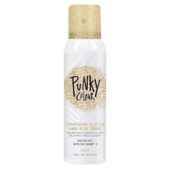 Punky Temporary Hair and Body Glitter Spray, Gold - Glitters Hairspray, Adds Shimmery Glow, Hair Glitter for Kids, Women, Men 3.5 oz