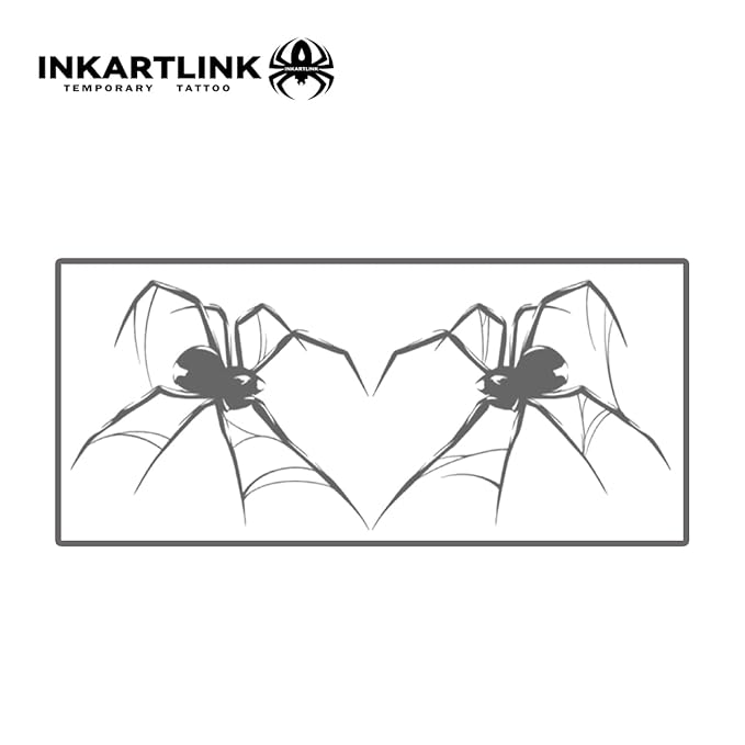INKARTLINK Tattoo Tech, 2 Sheets Medium Semi Permanent Tattoo, Adult Art Design Temporary Tattoos, Lasts 1-2 Weeks, Waterproof, Realistic Look, No Reflection (Twin Spiders)
