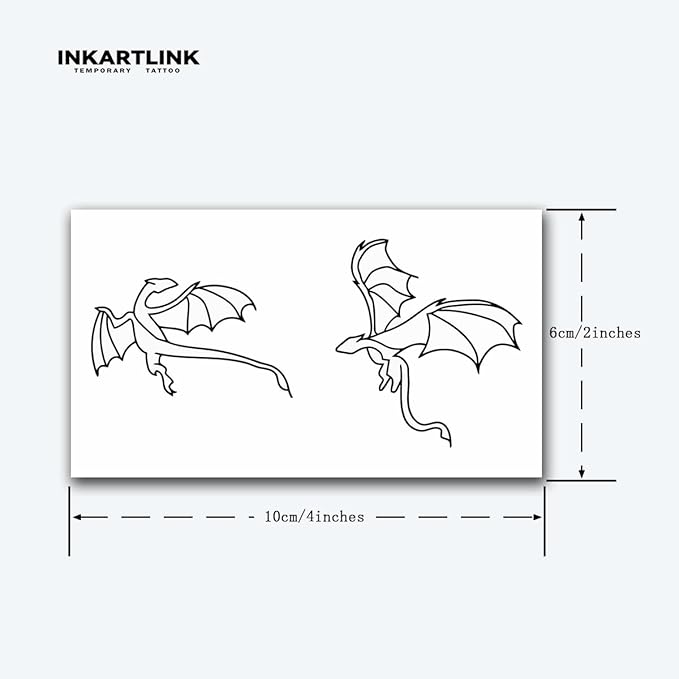 INKARTLINK Tattoo Tech, 3 Sheets Small Semi Permanent Tattoo, Adult Art Design Temporary Tattoos, Lasts 1-2 Weeks, Waterproof, Realistic Look, No Adhesive, No Reflection (Little Dragon)