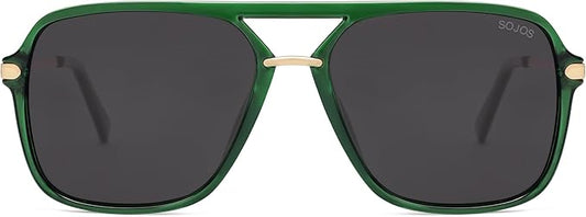 SOJOS Sunglasses for Women & Men, Square, Retro, Polarized Lens, Trendy Aviator, 90s Shades