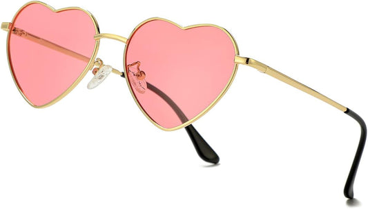 JOVAKIT Polarized Heart Sunglasses for Women Fashion Lovely Style Metal Frame UV400 Protection Lens