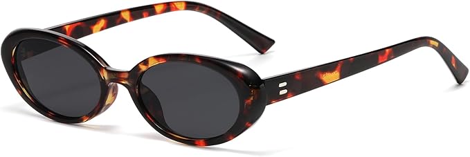 Retro Oval Sunglasses for Women Men Fashion Small Oval Sunglasses 90s Vintage Shades