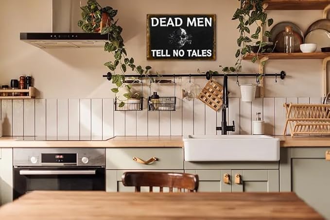 Cusde Retro Dead Men Tell No Tales Poster Funny Metal Tin Sign Vintage Skull Decor Nautical Pirates Decor For Bar Bathroom Man Cave Halloween Gifts 8x12 Inches