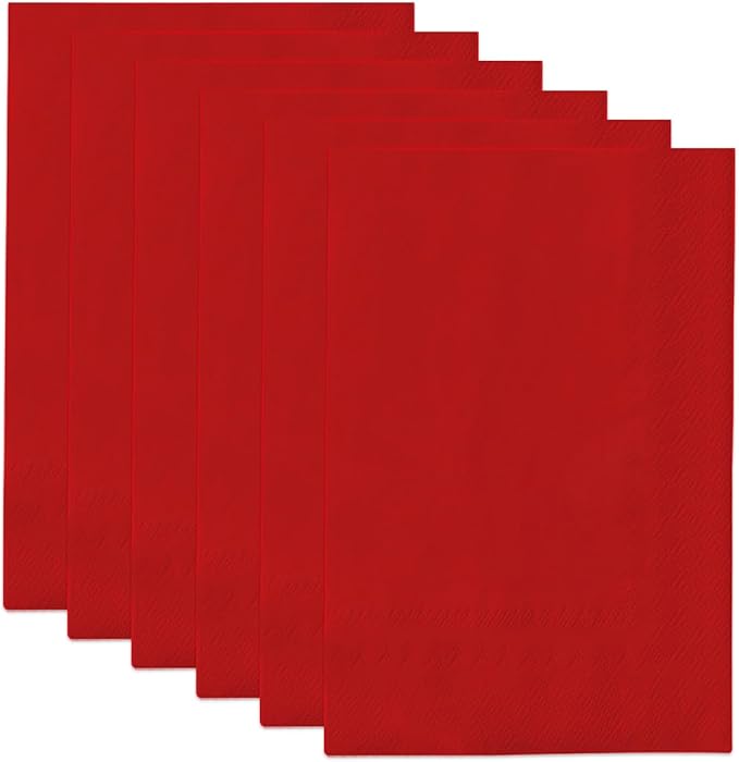 qiqee Red Paper Napkins 13 * 16inch Guest Paper Disposable Towels Napkin Paper Hand Towels for Wedding, Dinner, Birthday Party, Dessert Cocktail ＆ Kitchen Napkins（ 120 Count）