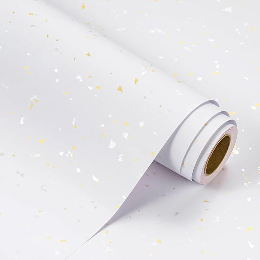 WRAPAHOLIC 30 Inch Jumbo White Wrapping Paper Roll - 30 Inch x 16.5 Feet - White Gold Design with Silky Touch Perfect for Birthday, Holiday, Wedding, Baby Shower