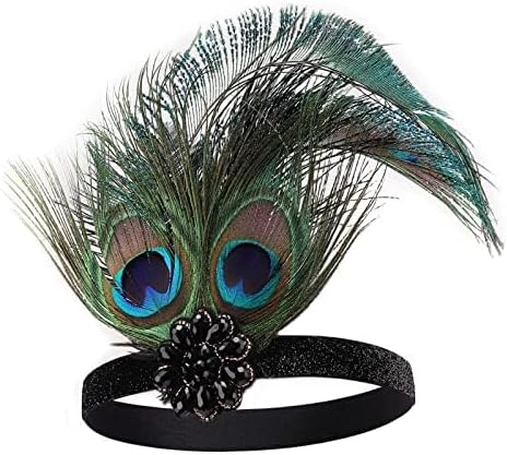 DRESHOW 1920s Great Gatsby Accessories for Women Flapper Headpiece Headband Gloves Costume Harlem Nights Accessories Set