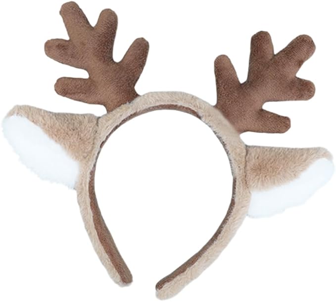 Deer Antlers Headband, Fluffy Realistic Animal Ears Headbands, Reindeer Antlers Headbands Cosplay Costume for Christmas