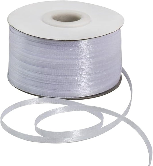 TONIFUL 1/8 Inch x 200 Yards White Thin Solid Satin Ribbon Giant Spool Double Face Ribbons for Crafts Hanging Tags Invitation Card Balloons Bouquet Hair Gift Wrapping Party Decoration