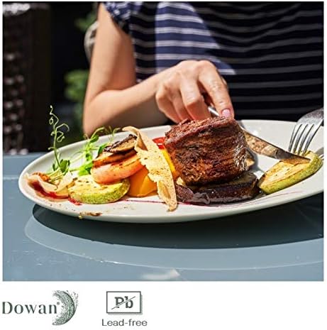 DOWAN 14" Serving Platters for Entertaining, Oval White Serving Plates, Party Serving Trays and Platters Oven Safe, Porcelain Dinner Serving Tray Serving Dishes for Meat, Set of 2