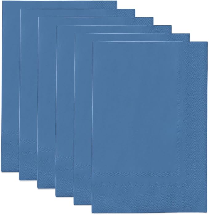 qiqee Lake Blue Paper Napkins 13 * 16inch Guest Paper Disposable Towels Napkin Paper Hand Towels for Wedding, Dinner, Birthday Party, Dessert Cocktail ＆ Kitchen Napkins（ 120 Count）
