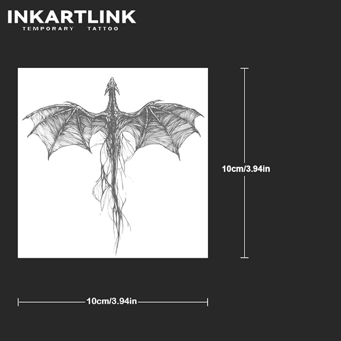 INKARTLINK Tattoo Tech, 2 Sheets Medium Semi Permanent Tattoo, Adult Art Design Temporary Tattoos, Lasts 1-2 Weeks, Waterproof, Realistic Look, No Reflection (Devil Figure)