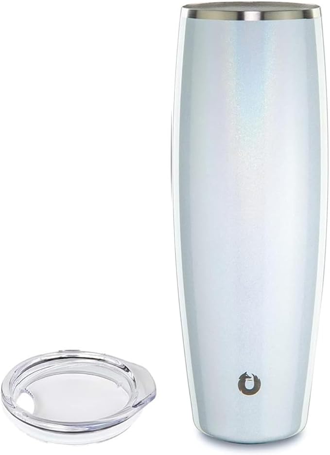 SNOWFOX Premium Vacuum Insulated Stainless Steel Beer Glass With Lid, Home Bar Accessories, Elegant Bartending, Lightweight Pint Glasses, Sleek Drinkware, Frosty Beverages Stay Cold, 23.9oz, White