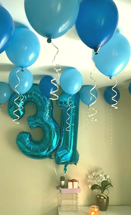 Large 40 Inch Blue 3 Number Balloon, 3 13 23 30 33 36 38 Blue Birthday Party Decorations, Numbers Three Foil Balloons for Anniversary Party Graduations Celebration Supplies