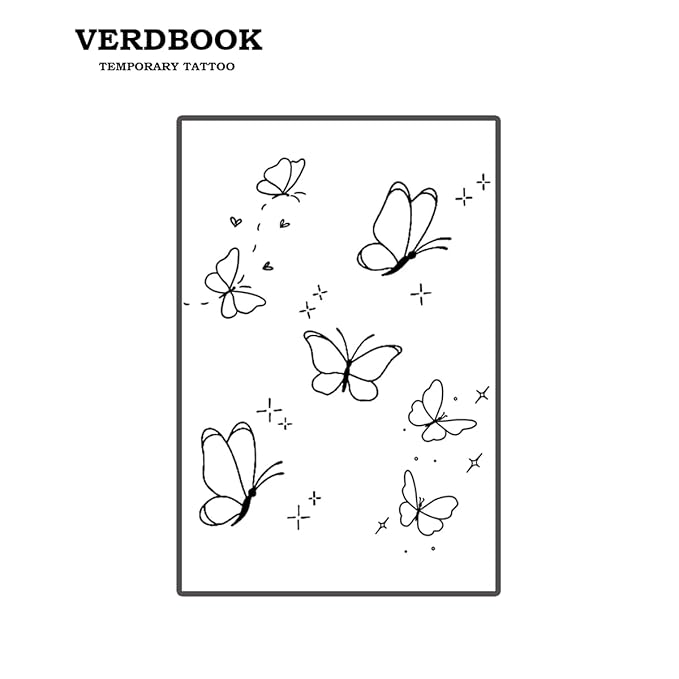 Waterproof Temporary Tattoos: 2-Sheet Tattoo Kit with Realistic Body Stickers, Semi-Permanent Tattoos for Adults Lasting 7-15 Days – Safe for Men & Women, Butterfly Collection