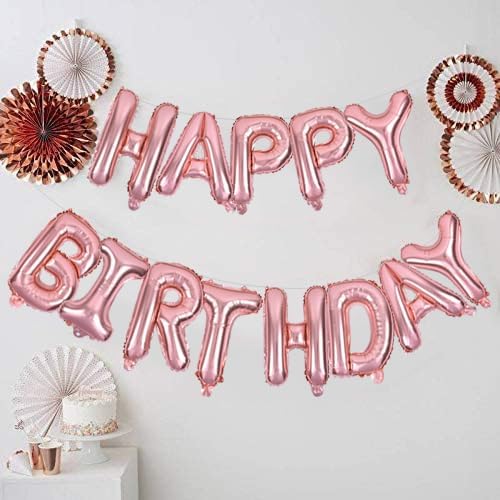 TONIFUL 52 Pieces 16 Inch Rose Gold Letter A-Z Balloons,Custom Phrase Mylar Foil Alphabet Letter DIY Personalized Phrase Banner for Birthday Anniversary Celebration Graduation Party Supplies Decor