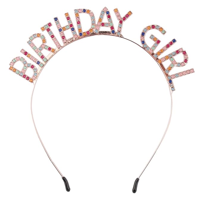 AOPRIE Birthday Girl Headband - Baroque Tiara for Women & Girls, Princess Crown Rhinestone Accessory